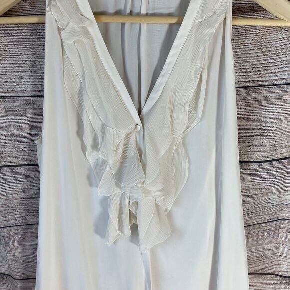 Vince Ivory Silk Blend Ruffled Tank Top Sz XS - Picture 6 of 8